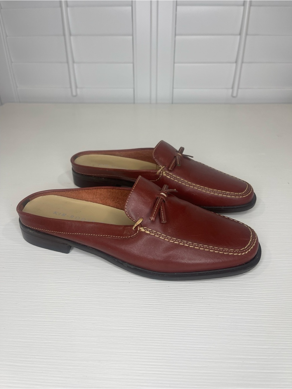 Kim Rogers Brown Leather Slip-On Mule Loafers
